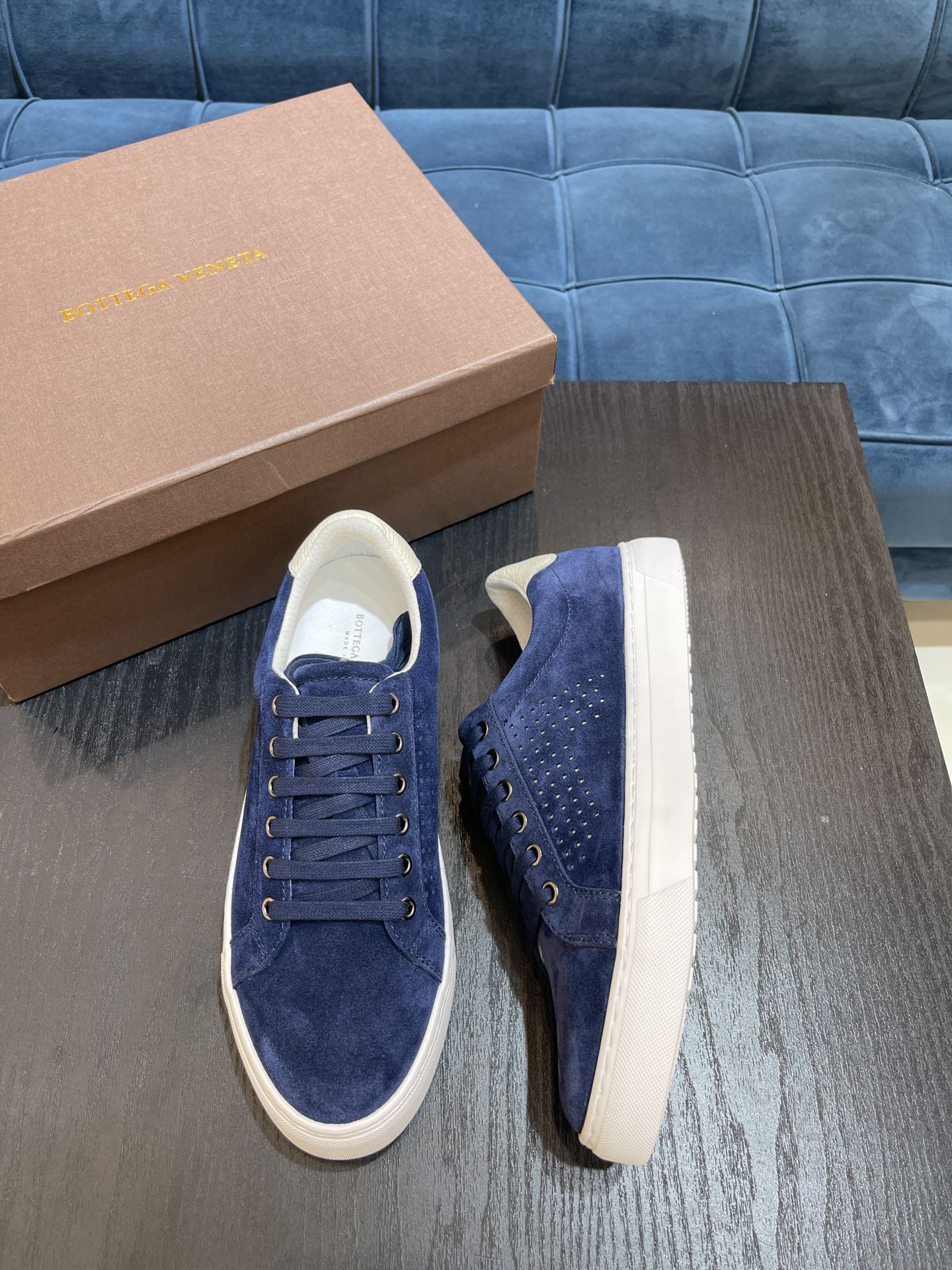 Bottega Veneta Men's Sneakers Blue For Men - Soul Replicas