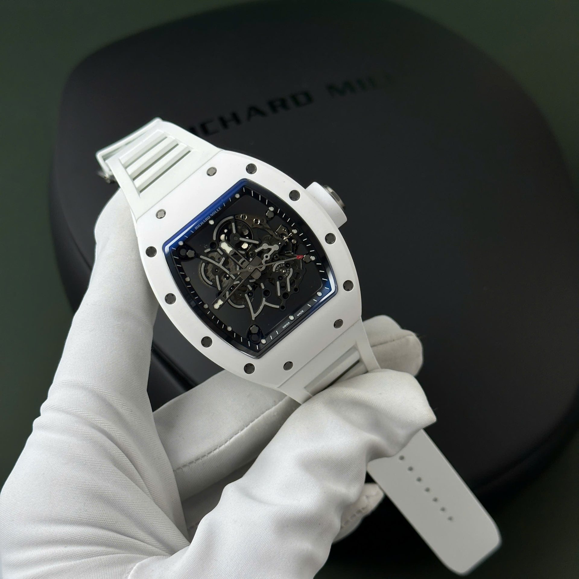 Richard Mille Best Replica Watch RM055 White Ceramic Rubber Strap ZF Factory 45mm - Soul Replicas