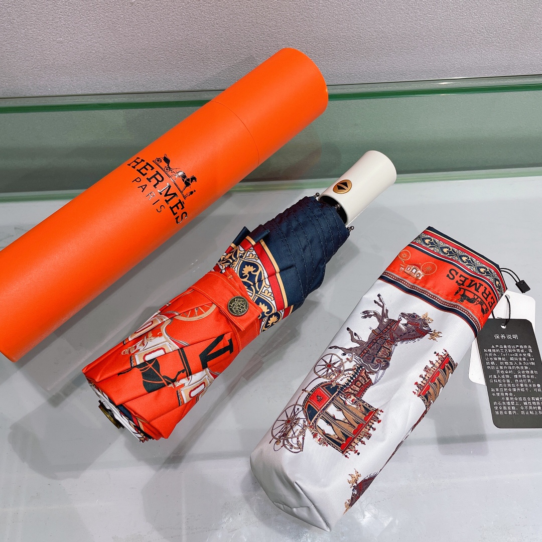 Hermes Pluie De H Folding Umbrella Orange - Soul Replicas