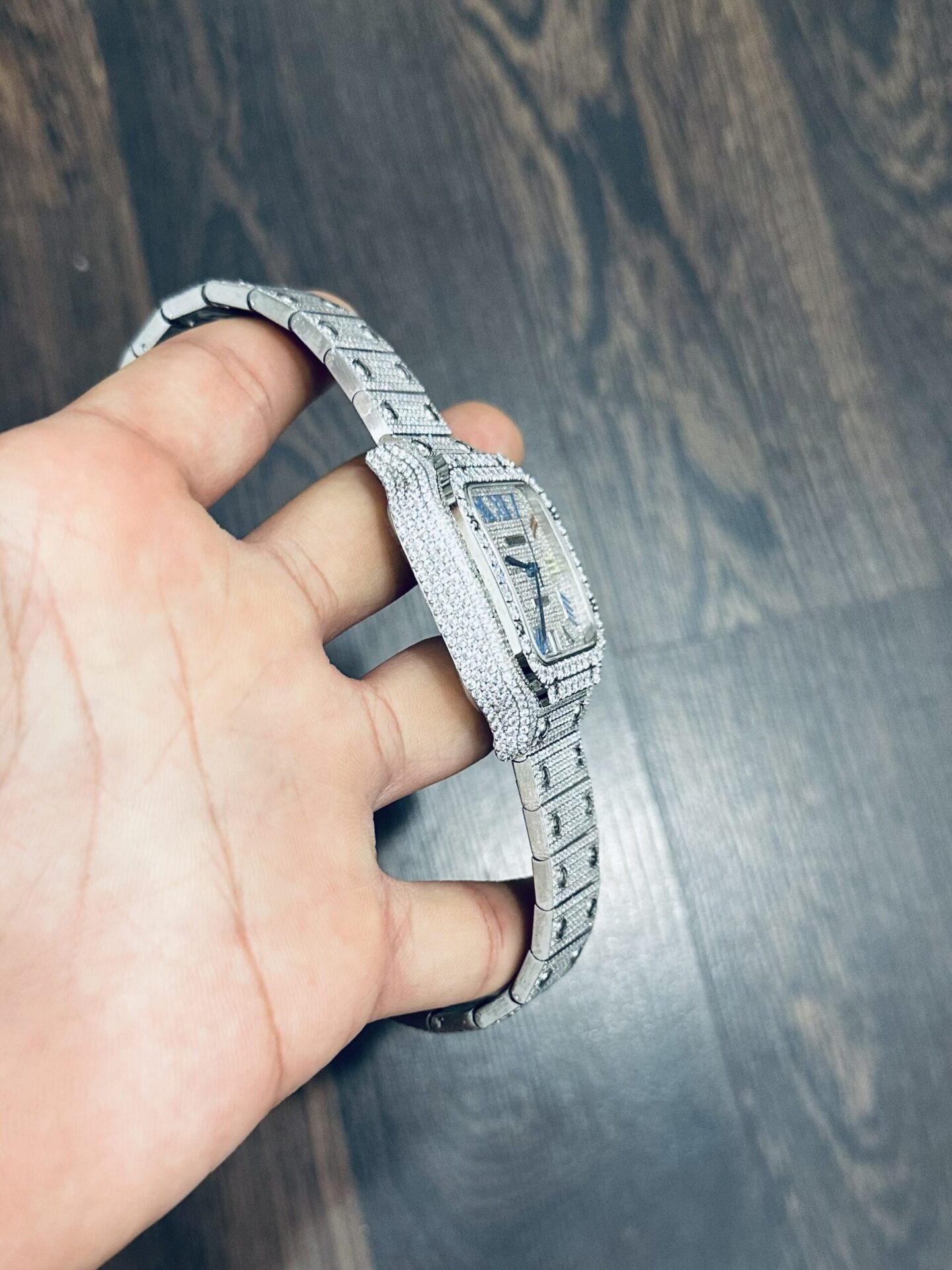 Cartier Santos Replica Watch Full CZ Metal Wire 39.8mm - Soul Replicas