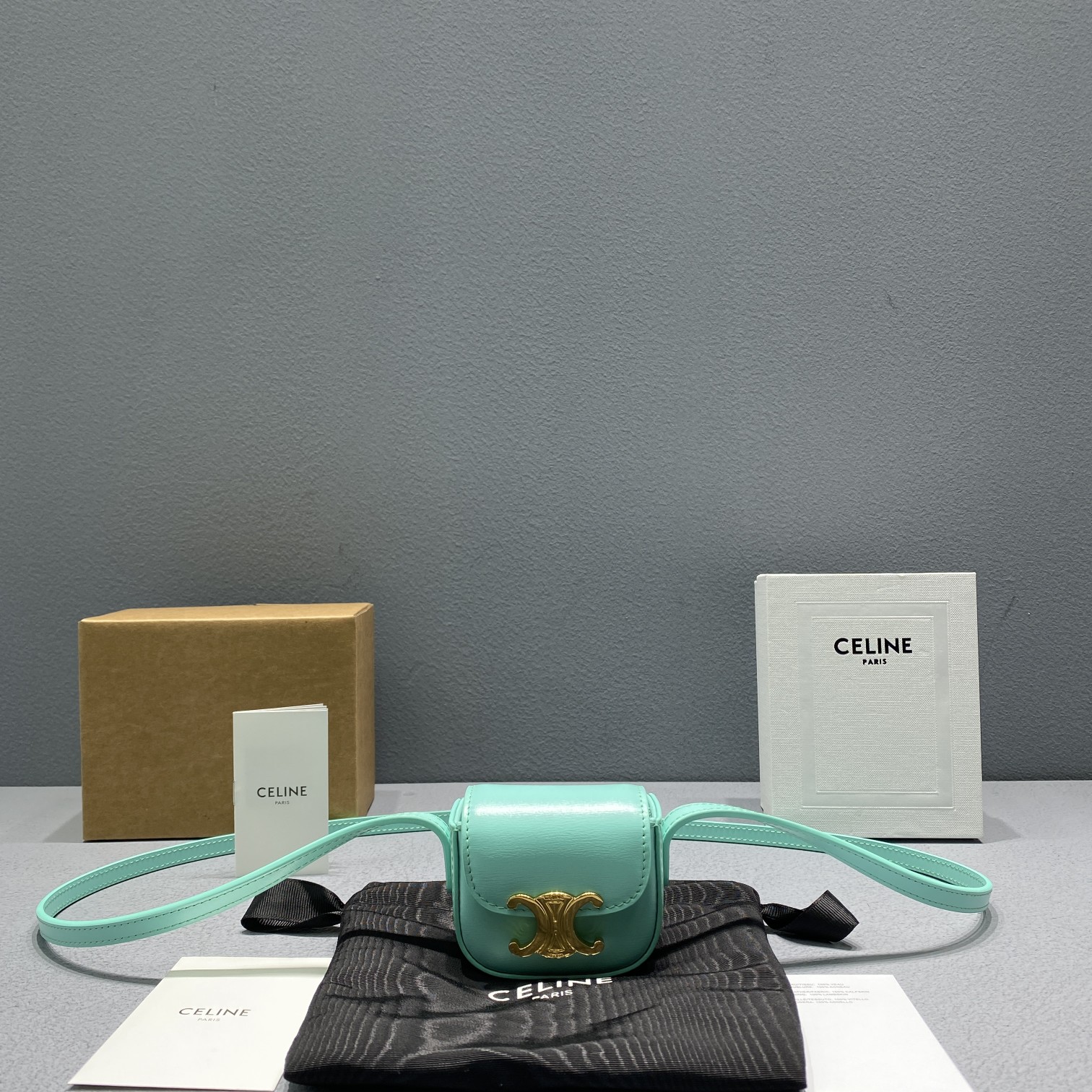Celine Mini Triomphe Ice Mint For Women 4in/11cm 10I513DPV.29IM - Soul Replicas