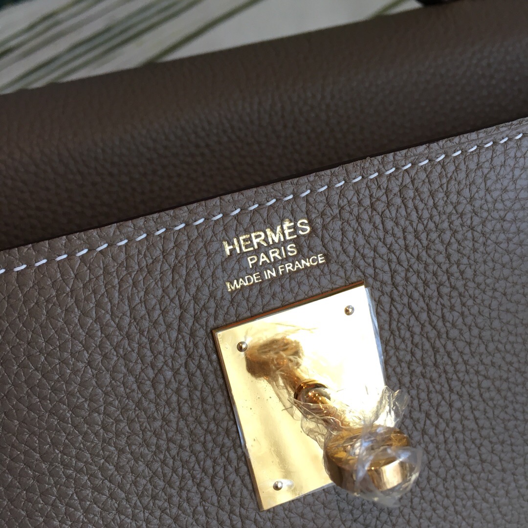 Hermes Kelly Retourne 35 Greige Togo Palladium Hardware For Women 13.7in/35cm - Soul Replicas