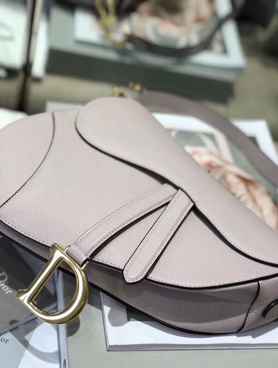 Christian Dior Saddle Bag Grained Canvas Light Pink For Women 19.5cm/7.6in CD - Soul Replicas