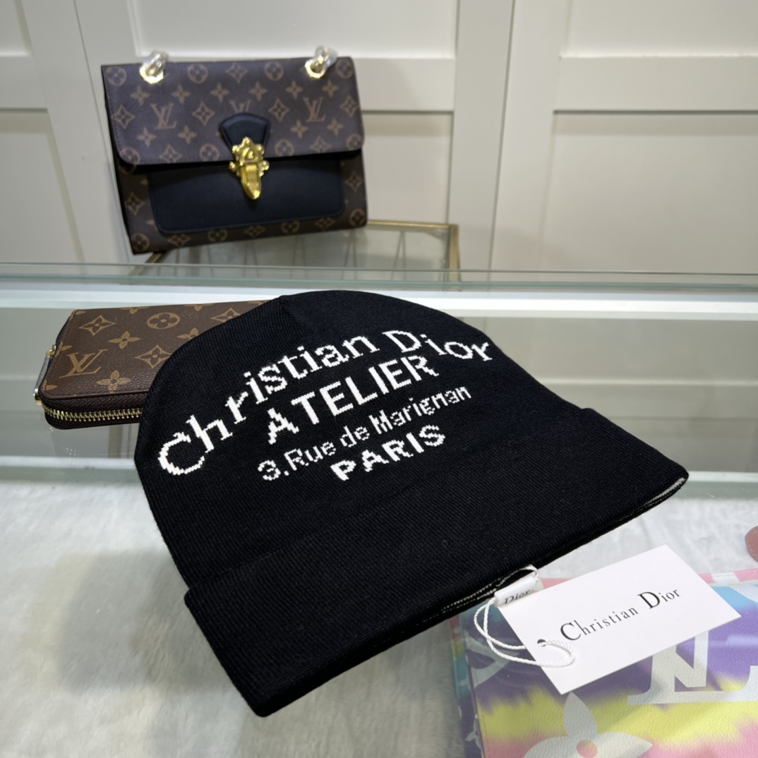 Dior Pompom Beanie In Black - Soul Replicas