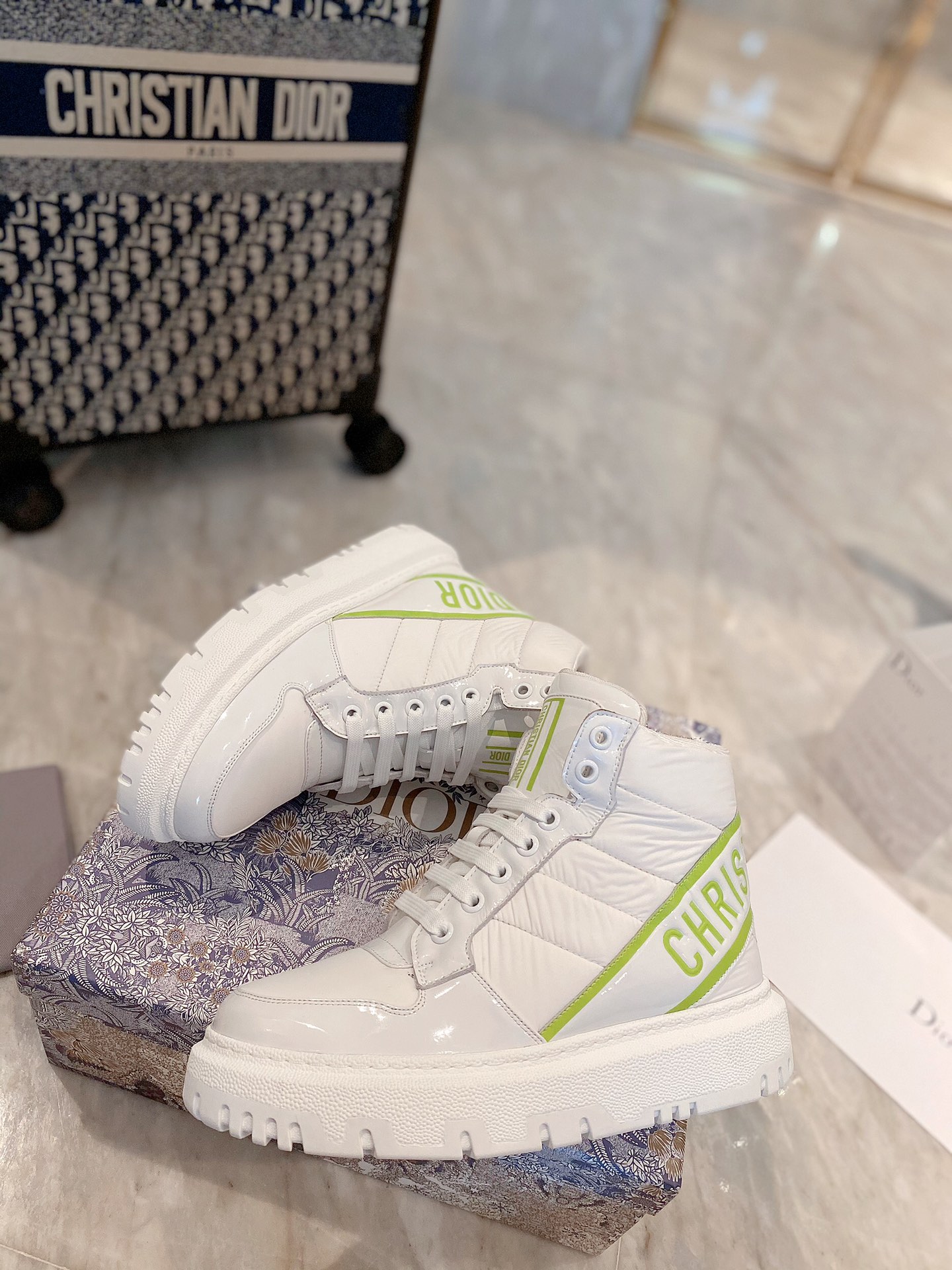 Christian Dior D-Player Patent-Trim White/Green For Women CD - Soul Replicas