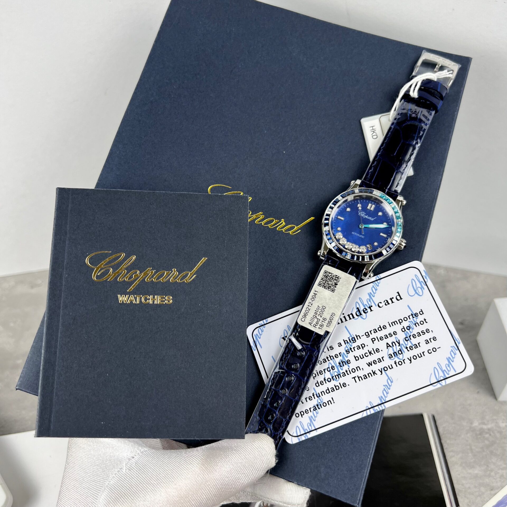 Chopard Happy Sport Replica 1:1 Watch Blue Dial Leather Strap 36mm - Soul Replicas