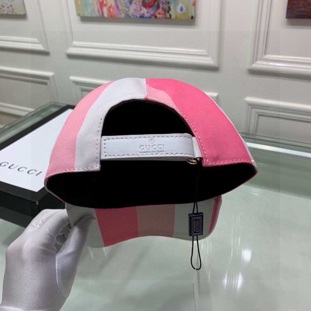 Gucci Canvas Baseball Hat White And Pink Gucci Hat - Soul Replicas