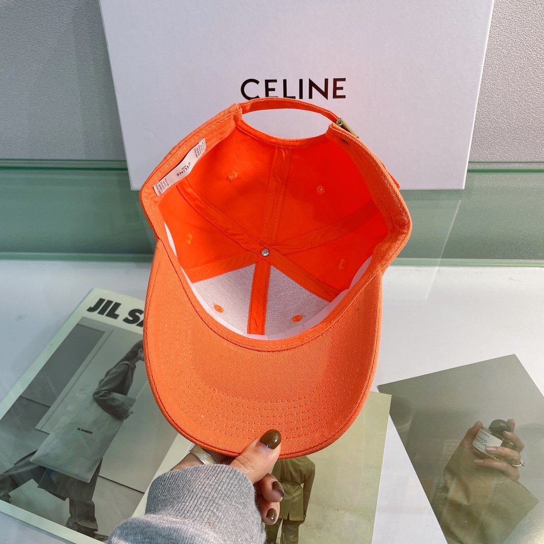 Celine Baseball Cap In Cotton Orange - Soul Replicas