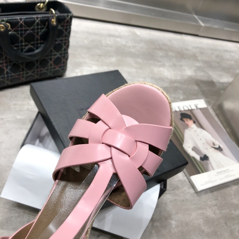 Yves Saint Laurent Women's Tribute Espadrilles Wedge Pink For Women YSL - Soul Replicas