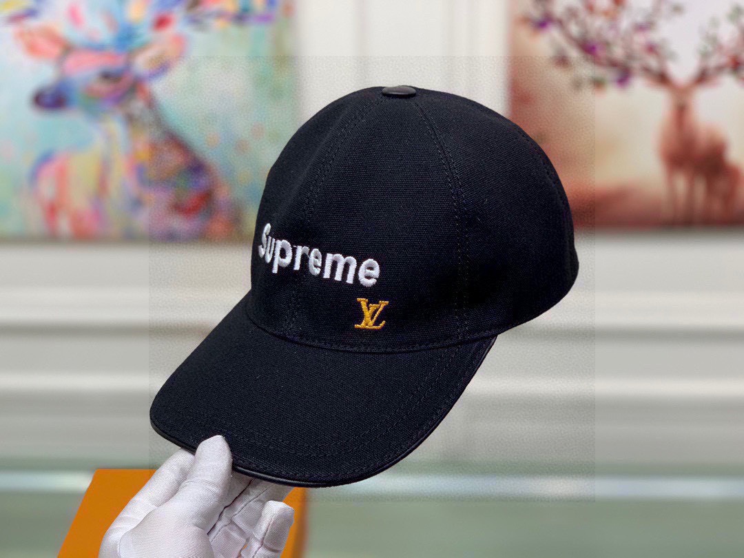 Louis Vuitton Supreme Cap Black LV Cap - Soul Replicas