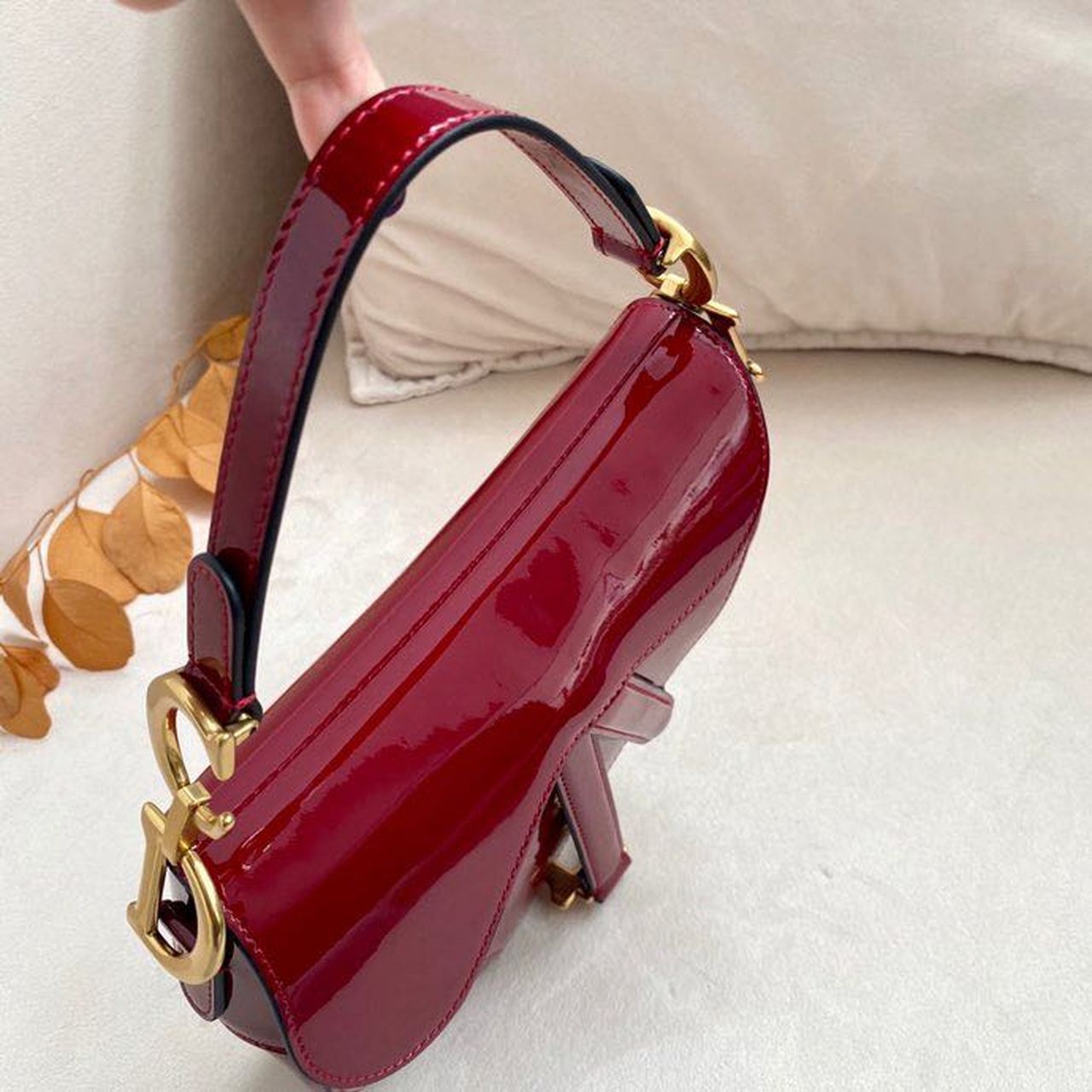 Christian Dior Micro Saddle Bag Red Patent Gold Toned Hardware For Women 19.5cm/7.6in CD - Soul Replicas