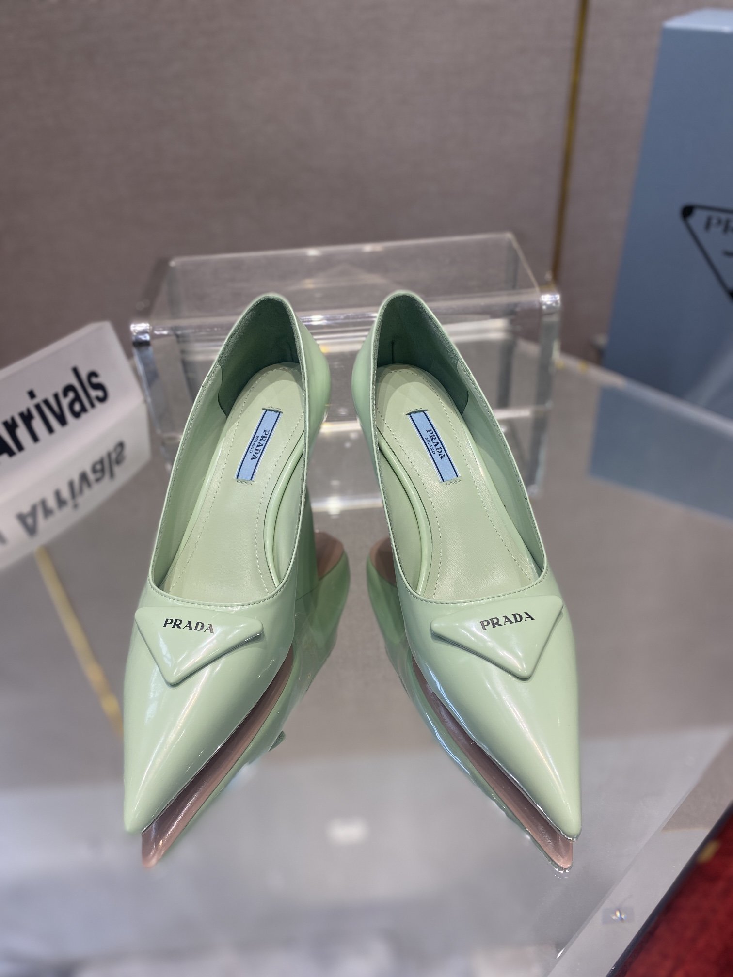 Prada Brushed Pumps Green For Women 2.6in/65mm Prada - Soul Replicas