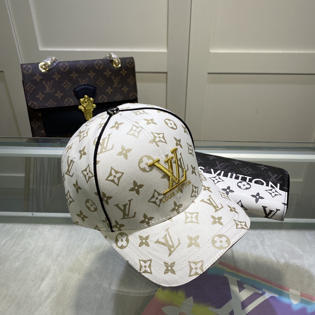 Louis Vuitton Embroidered Logo Baseball Cap White LV Cap - Soul Replicas