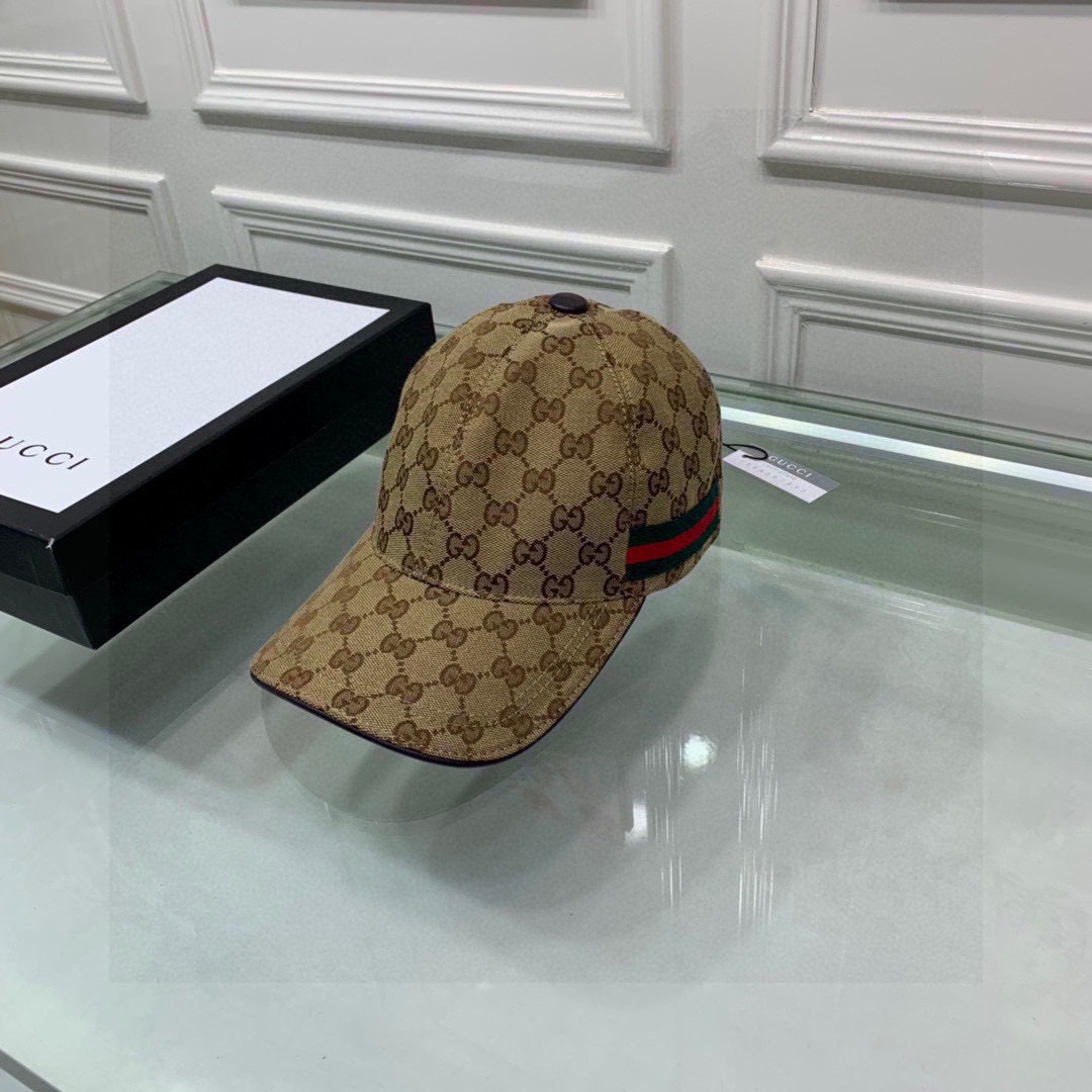 Original Gucci Canvas Baseball Hat With Web Beige/Ebony Gucci Hat - Soul Replicas