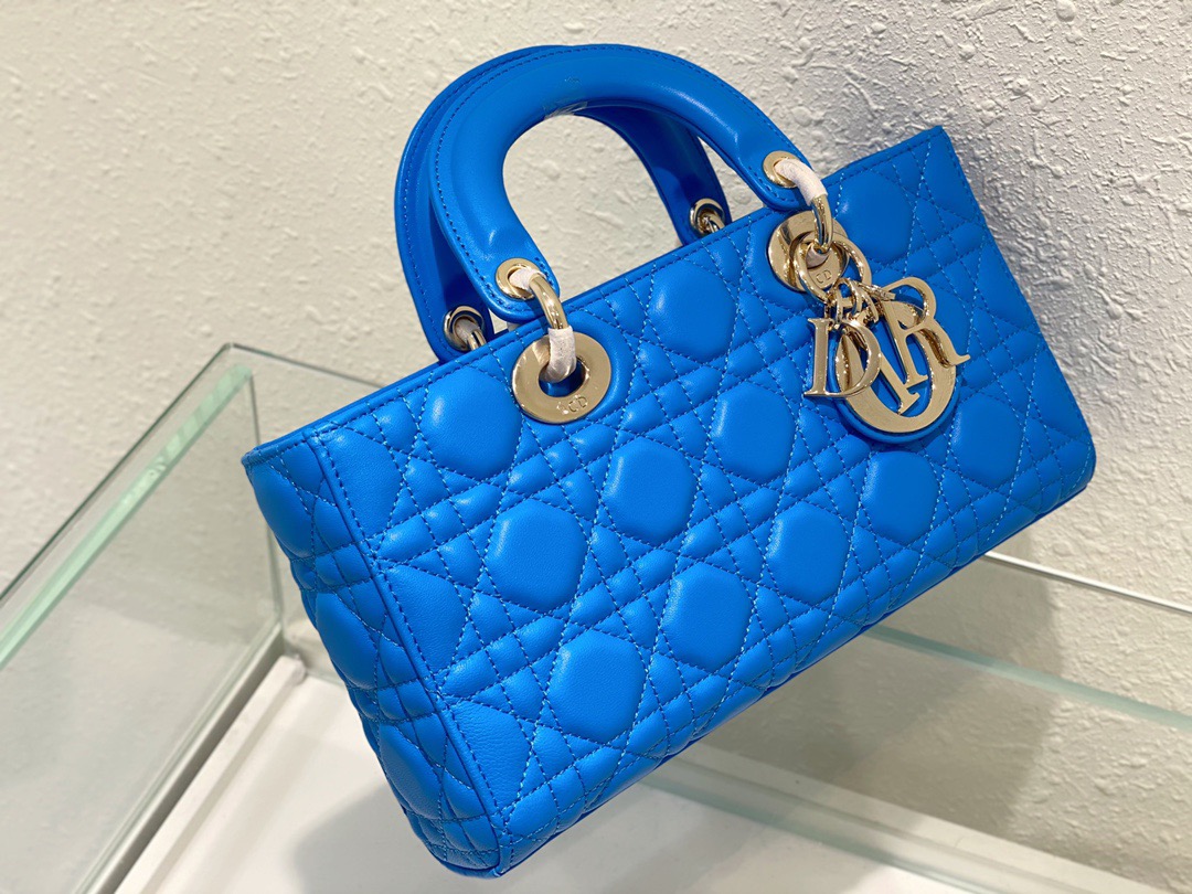 Christian Dior Lady D-Joy Bag Blue. For Women. Women's Handbags 26cm/10in CD - Soul Replicas