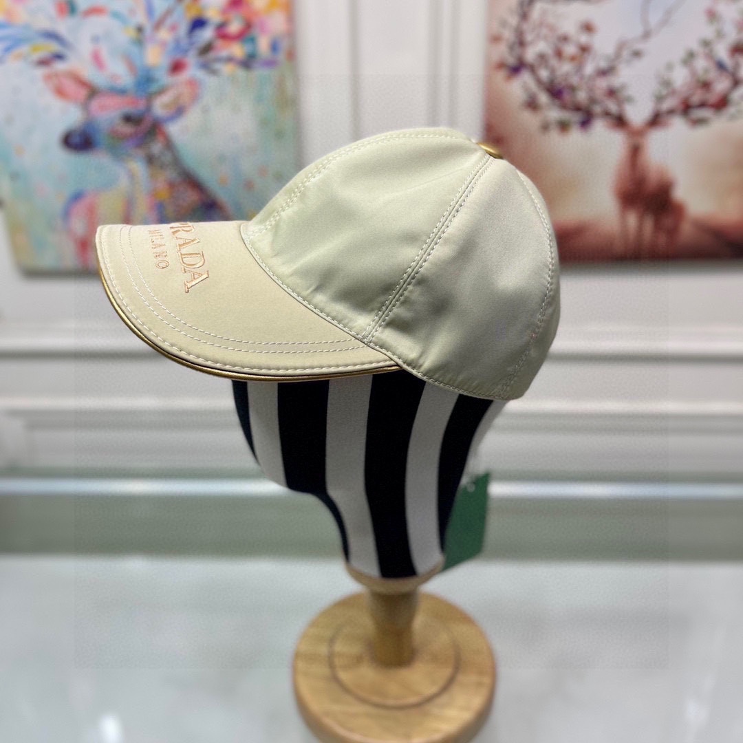 Prada Drill Baseball Cap Beige Prada Cap - Soul Replicas