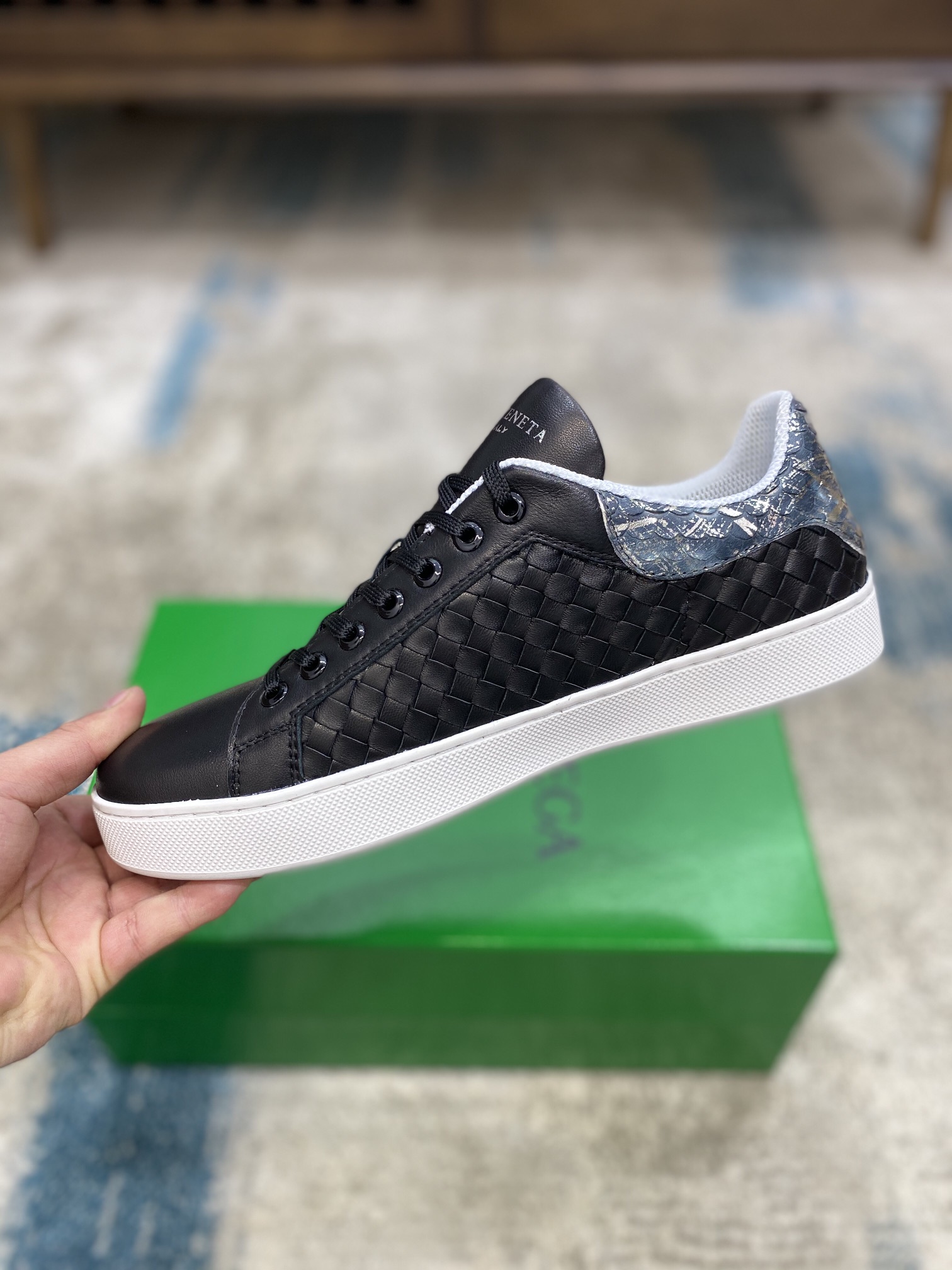 Bottega Veneta Men's With Fin Sneakers Black Silver For Men - Soul Replicas