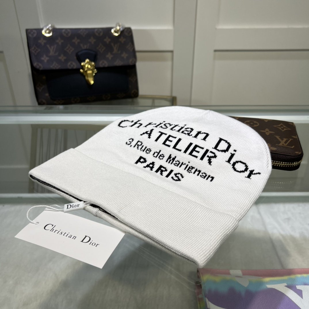 Dior Pompom Beanie In White - Soul Replicas