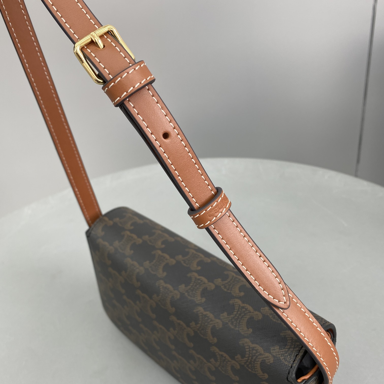 Celine Triomphe Shoulder Bag In Triomphe Canvas Tan For Women 8in/20cm 194142CUZ.04LU - Soul Replicas