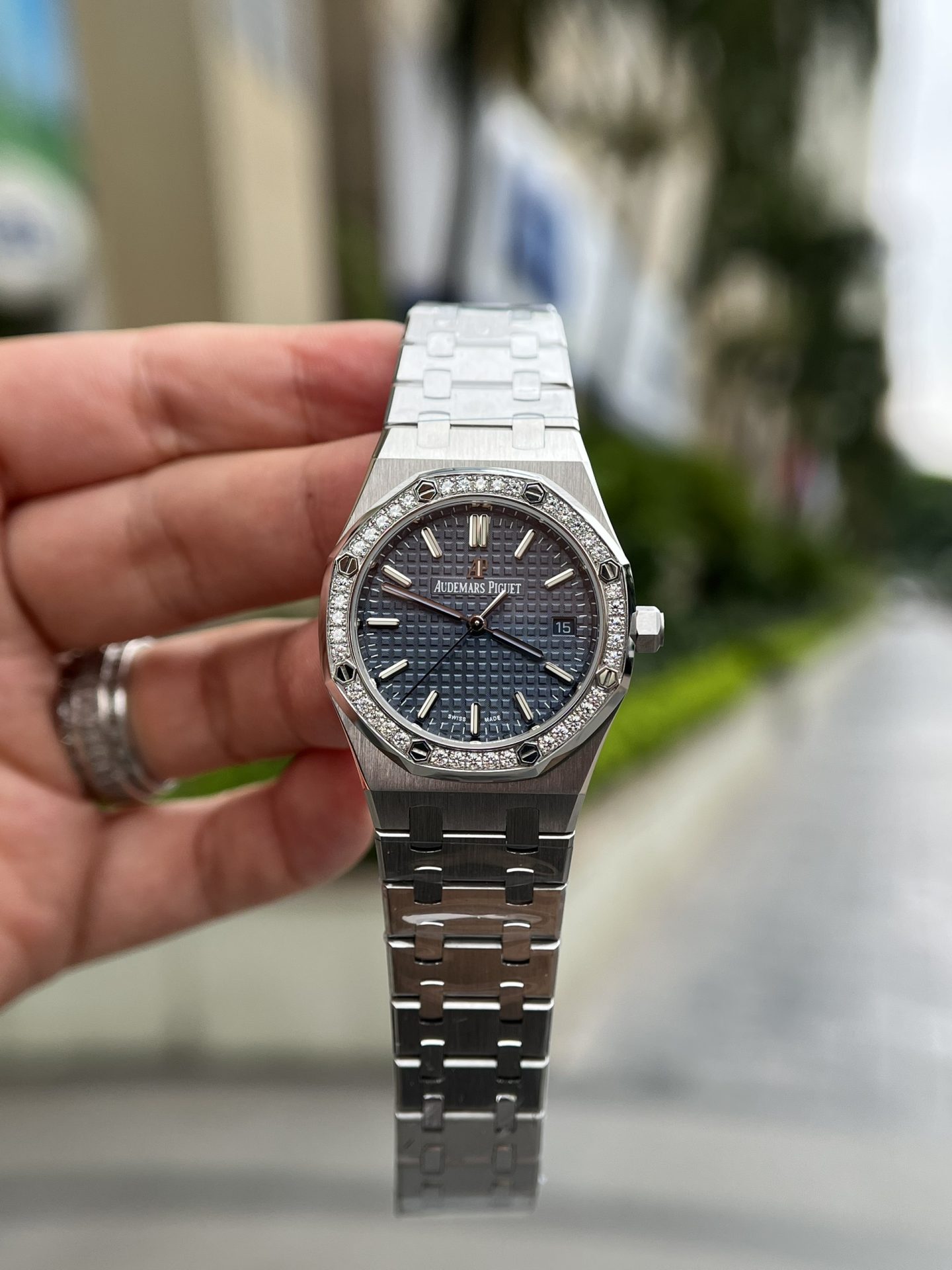 Audemars Piguet Replica Watch Royal Oak Blue Dial Metal Wire 34mm - Soul Replicas