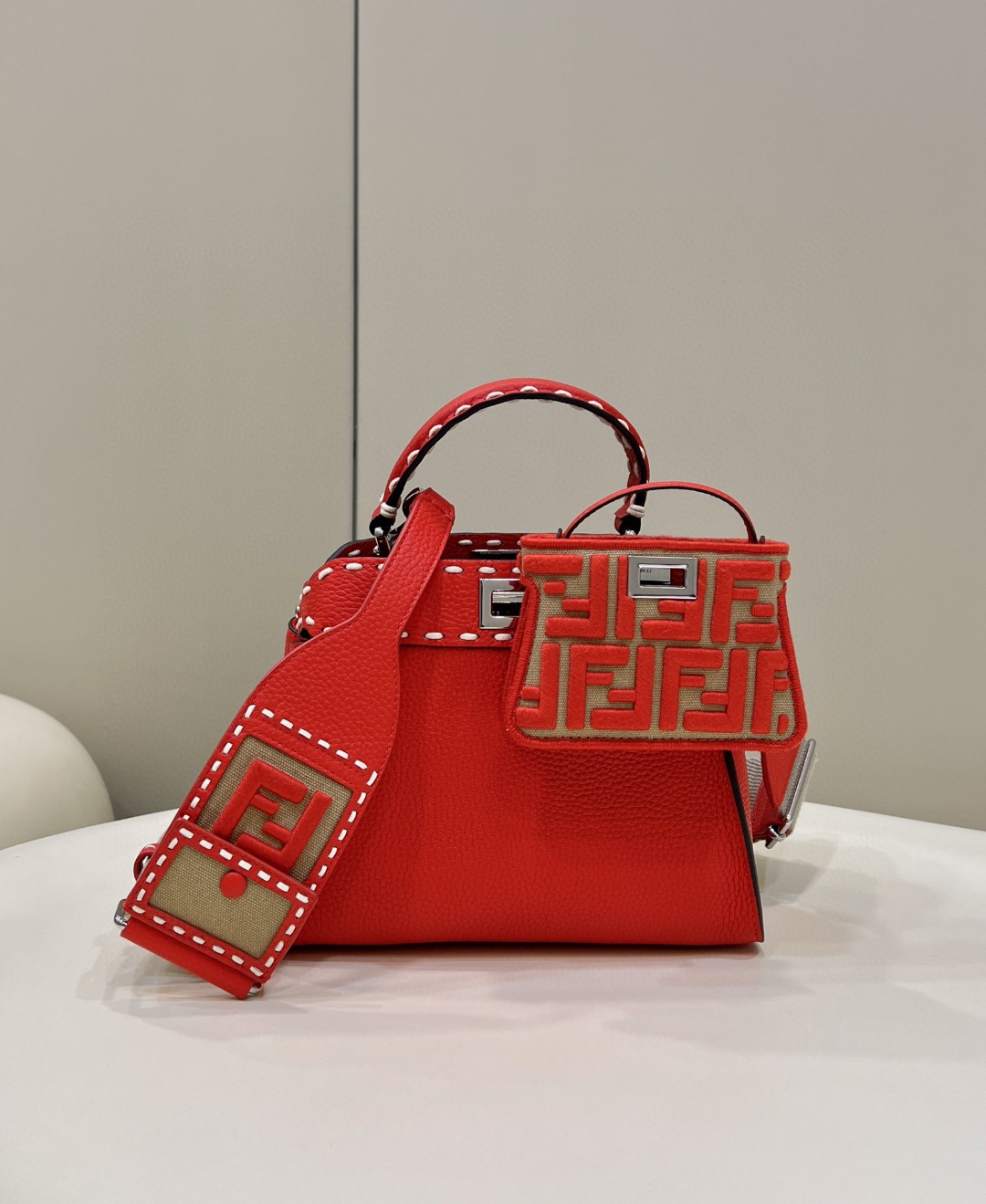 Fendi Peekaboo Small Red Bag For Woman 23cm/9in - Soul Replicas