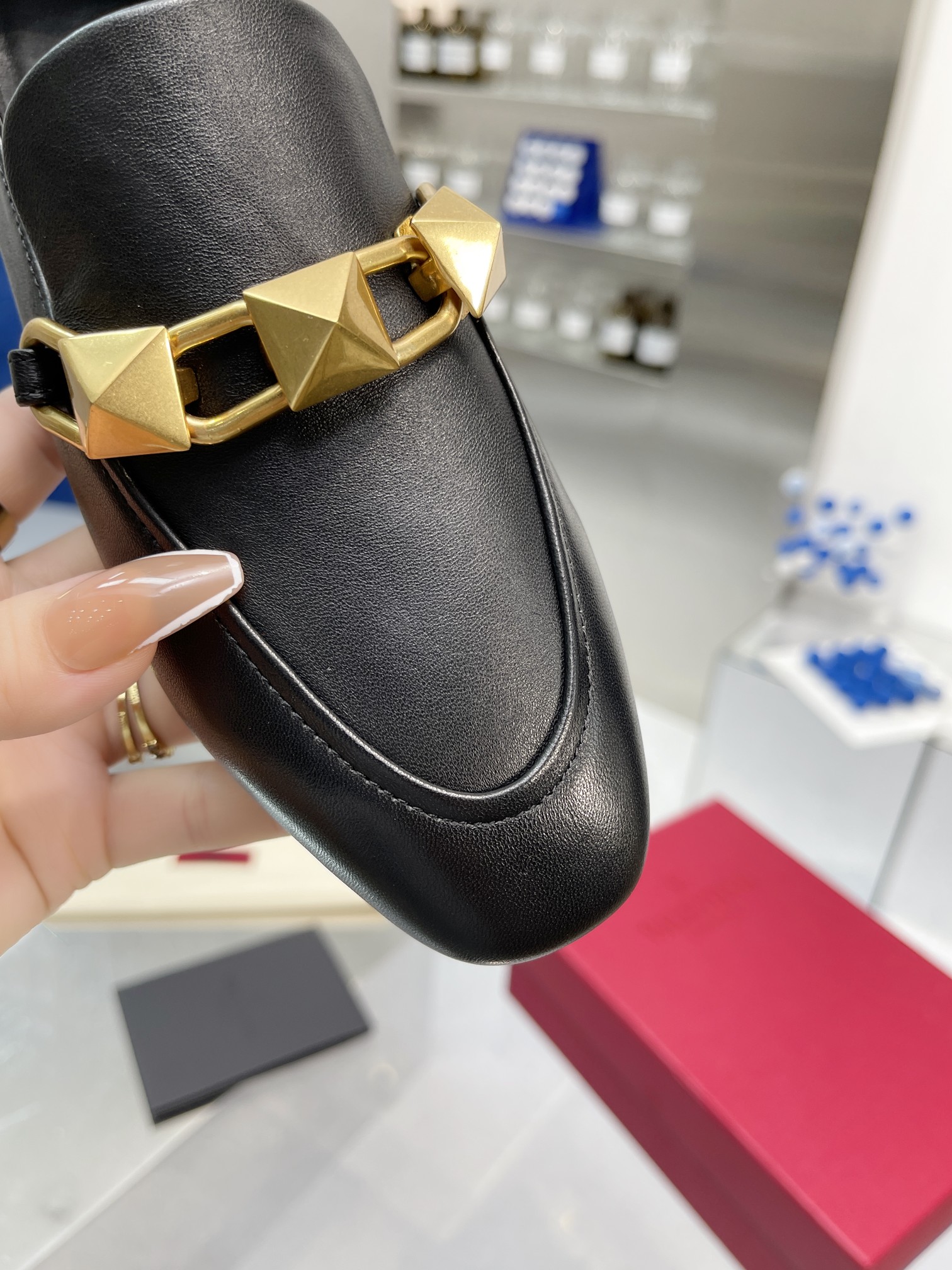 Valentino Garavani VLogo Studded Loafers Black For Women - Soul Replicas