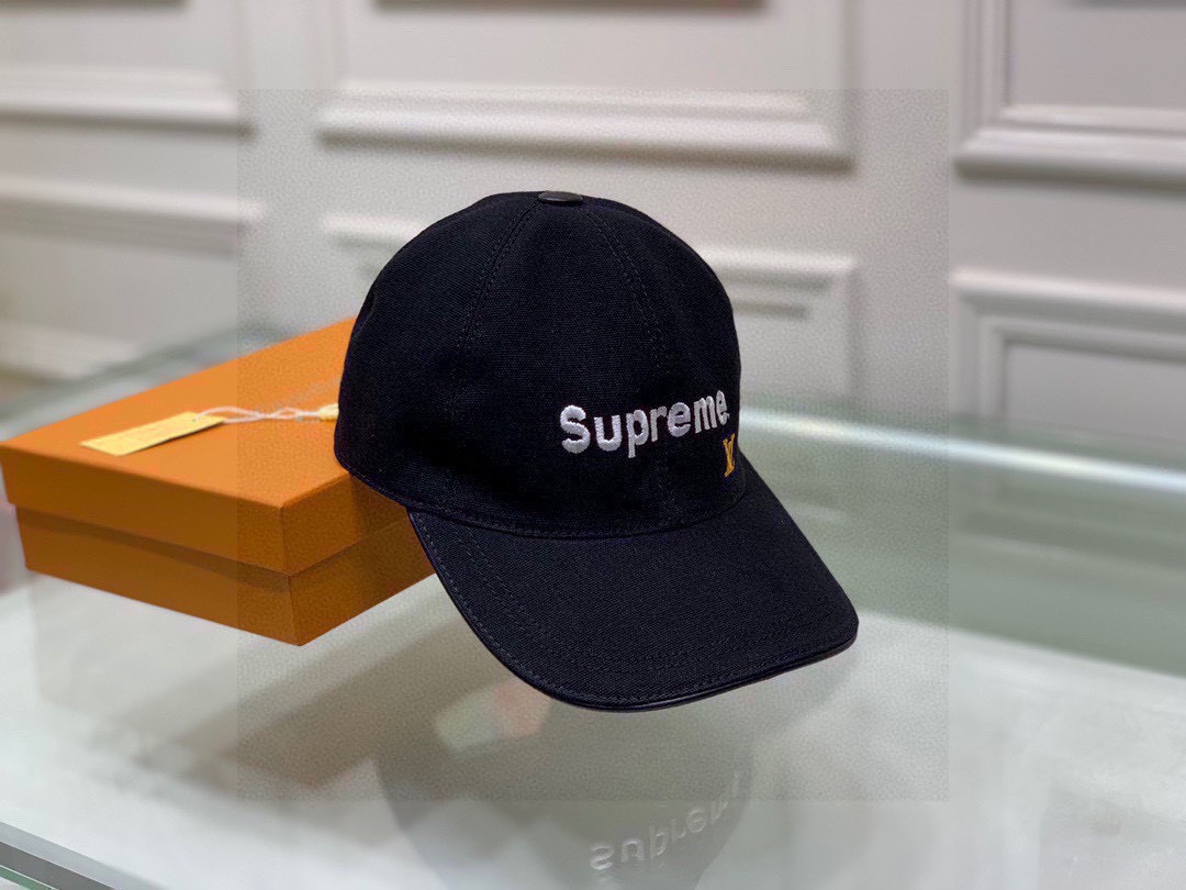 Louis Vuitton Supreme Cap Black LV Cap - Soul Replicas