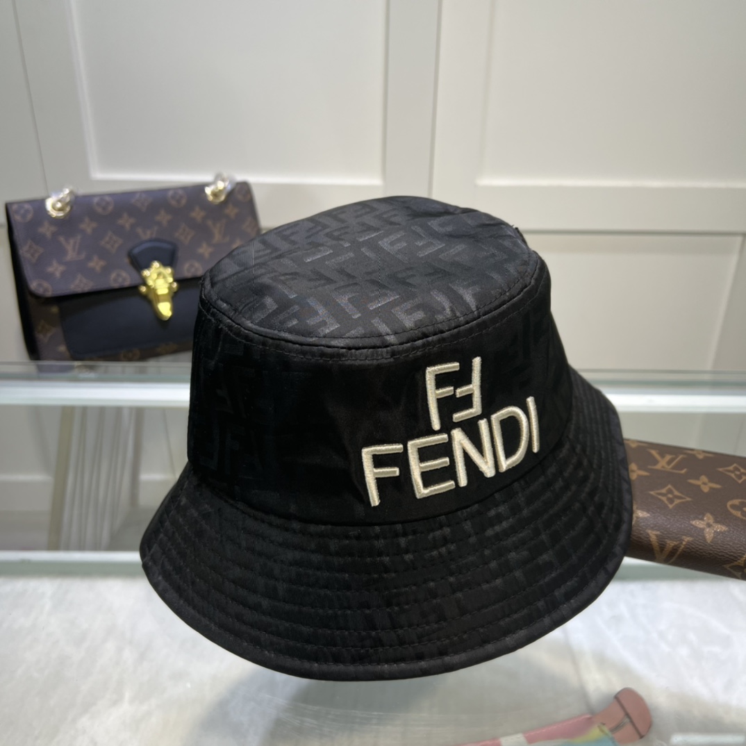 Fendi Denim Bucket Hat Black Fendi Hat - Soul Replicas