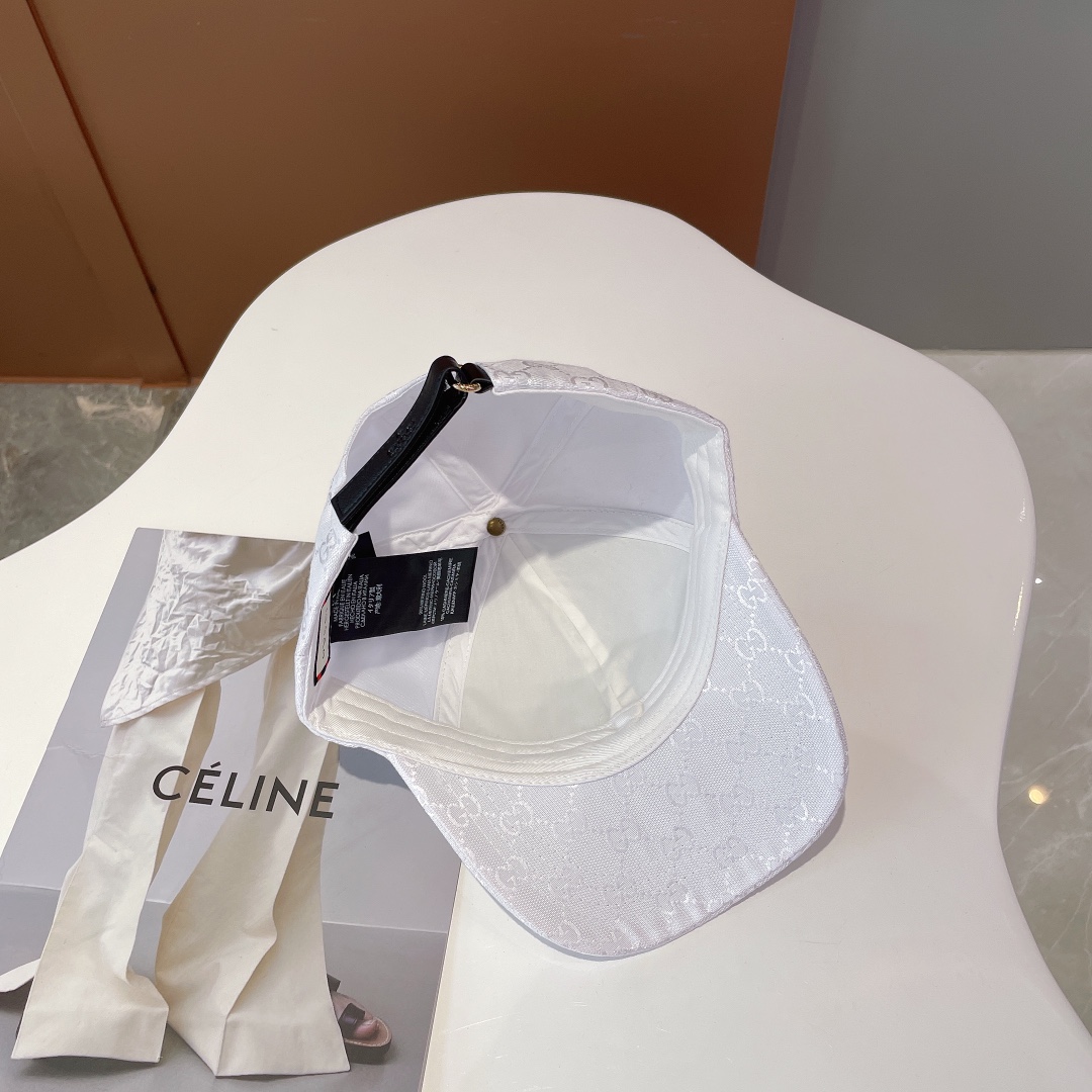 Gucci Canvas Baseball Hat With Horsebit White Gucci Hat - Soul Replicas