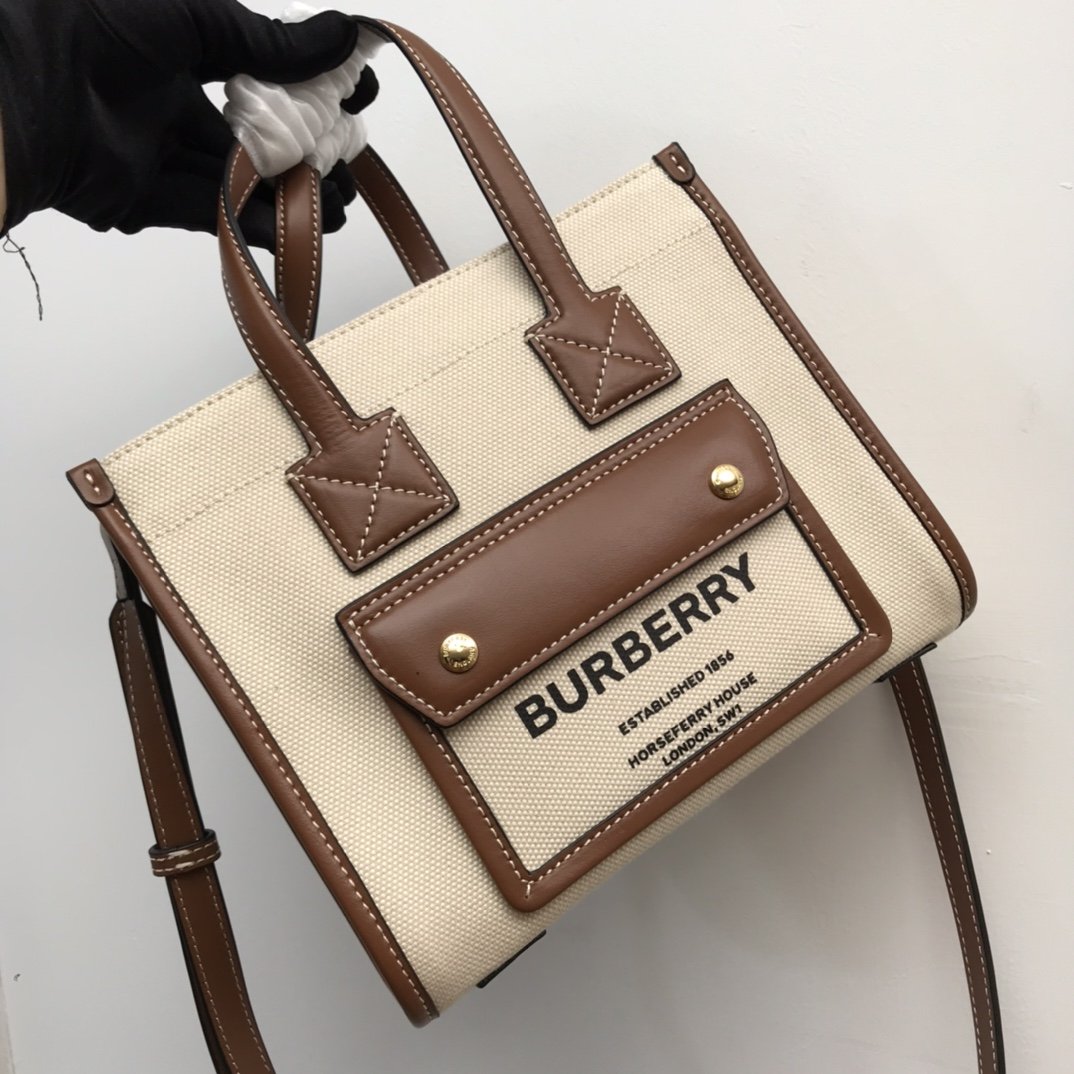 Burberry Mini Two-tone Canvas And Freya Tote For Women. Women-s Bags 9.1in/23cm 80441431 - Soul Replicas