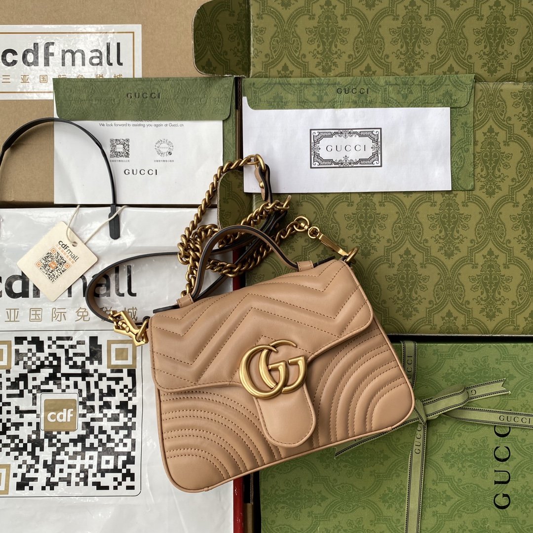 Gucci Marmont Mini Top Handle Bag Beige For Women. Women-s Bags 8.3in/21cm Gucci - Soul Replicas