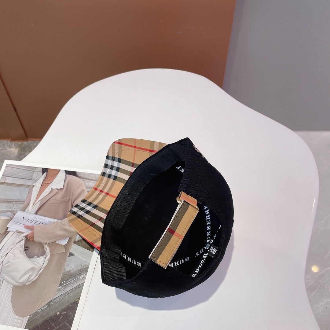 Burberry Monogram Motif Icon Stripe Cotton Baseball Cap Black - Soul Replicas