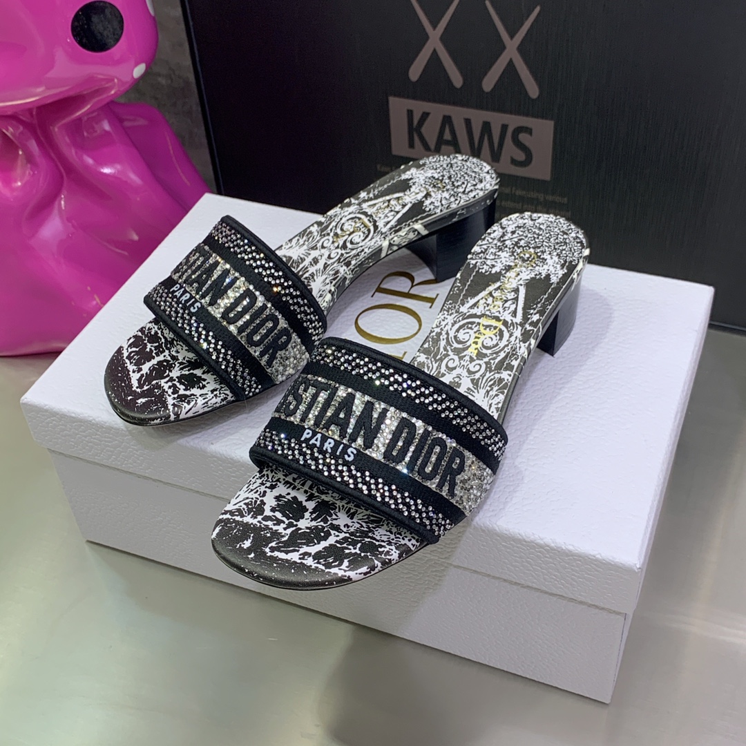 Christian Dior Women's Dway Heeled Slide Black For Women CD - Soul Replicas