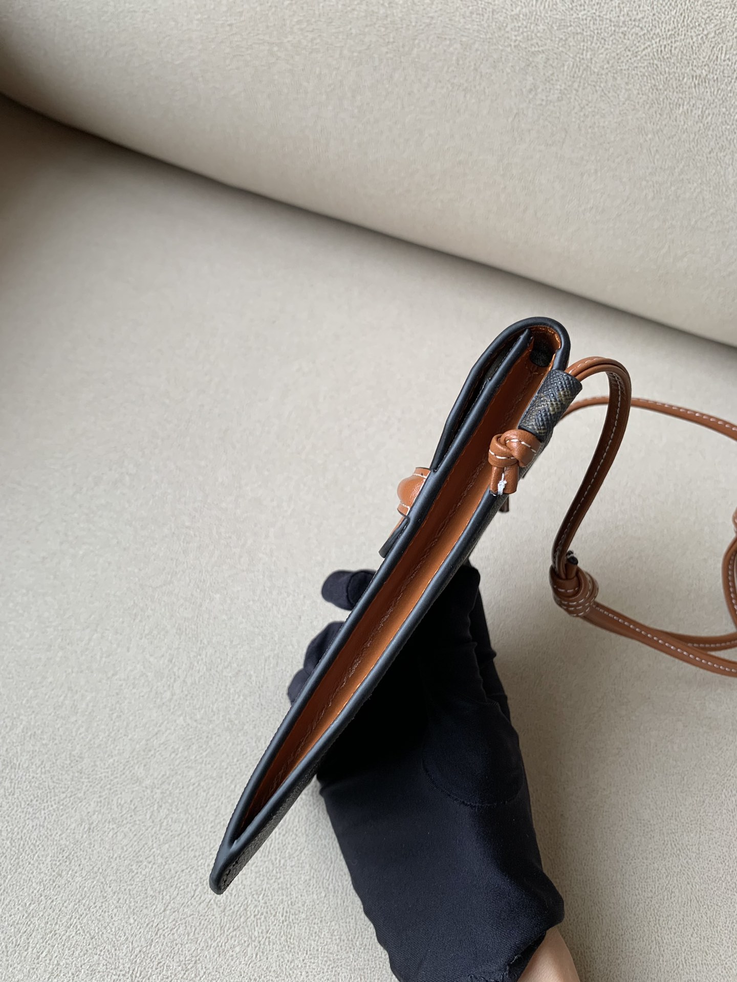 Celine Phone Pouch With Flap In Triomphe Canvas And Lambskin Tan For Women 7in/18cm 10G332CQD.04LU - Soul Replicas