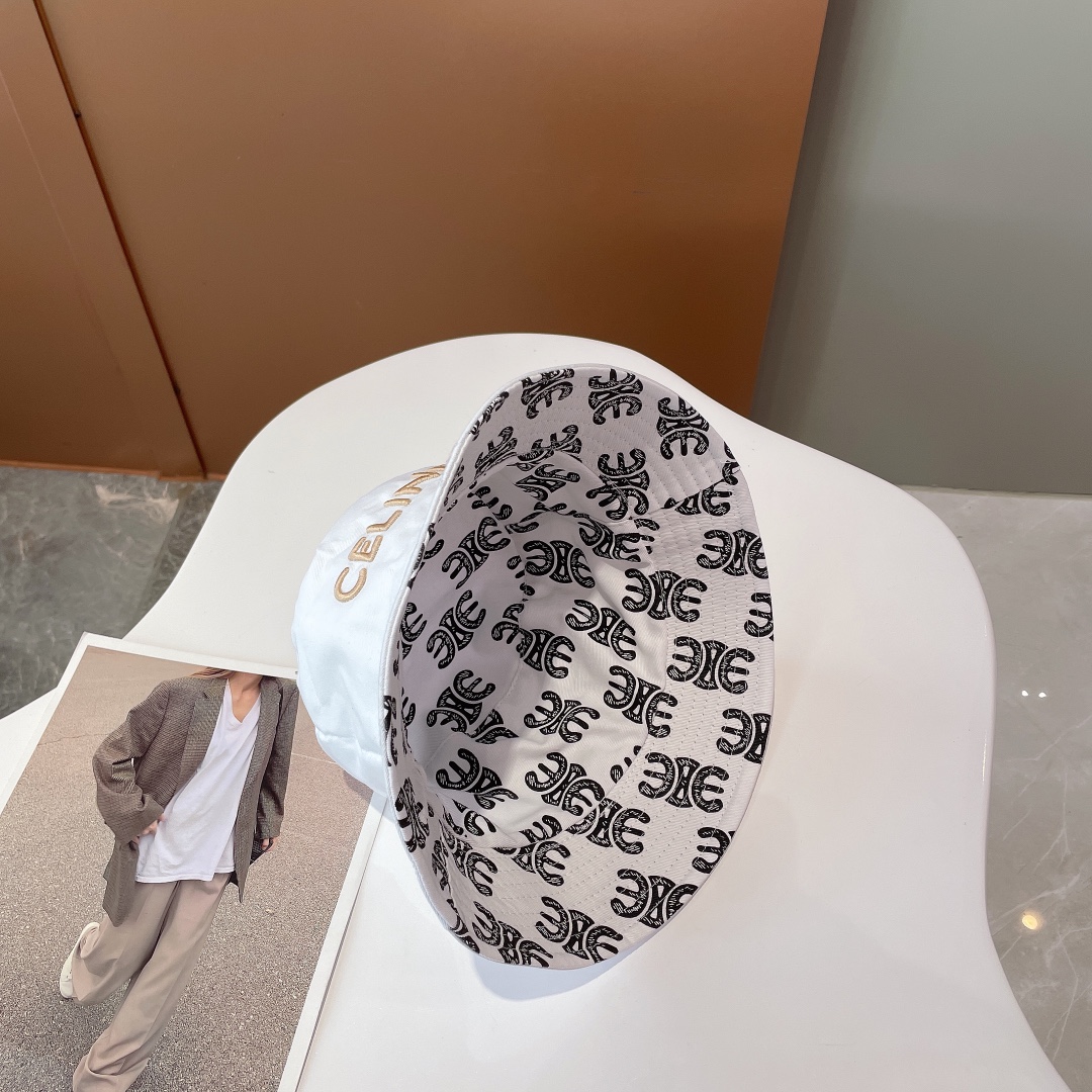Celine Bucket Hat White Celine Hat - Soul Replicas