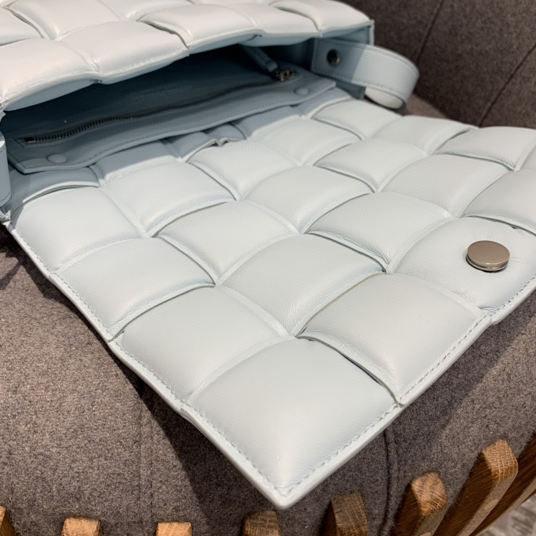 Bottega Veneta Padded Cassette Bag For Women 10.2in/26cm In Light Blue - Soul Replicas