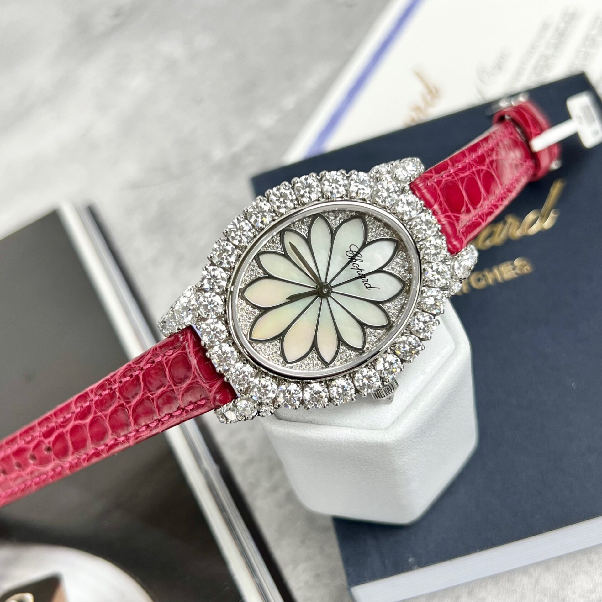 Chopard Women-s Replica Watch Red Full Moissanite Diamond 34mm - Soul Replicas