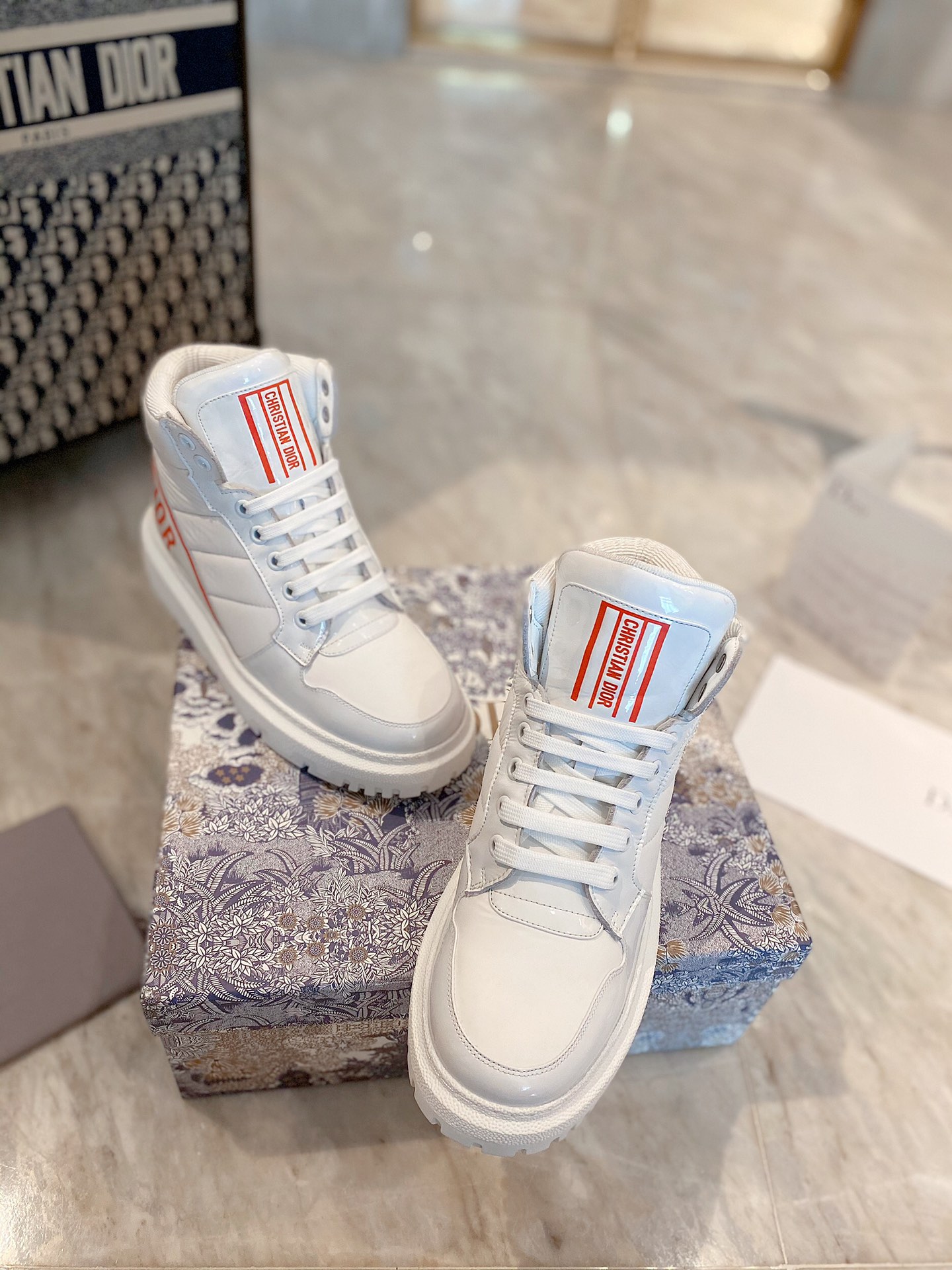 Christian Dior D-Player Patent-Trim White/Red For Women CD - Soul Replicas