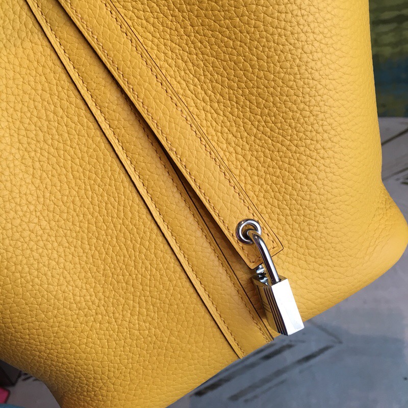 Hermes Picotin Lock 18 Yellow Clemence Palladium Hardware For Women 7.5in/19cm - Soul Replicas
