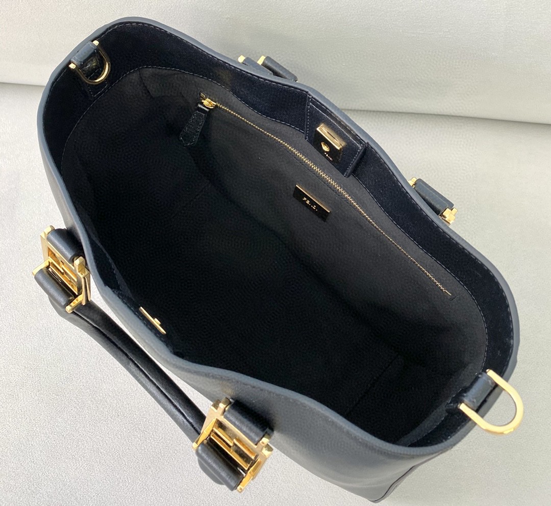 Fendi Small FF Tote Shoulder Black Bag For Woman 30cm/12in - Soul Replicas