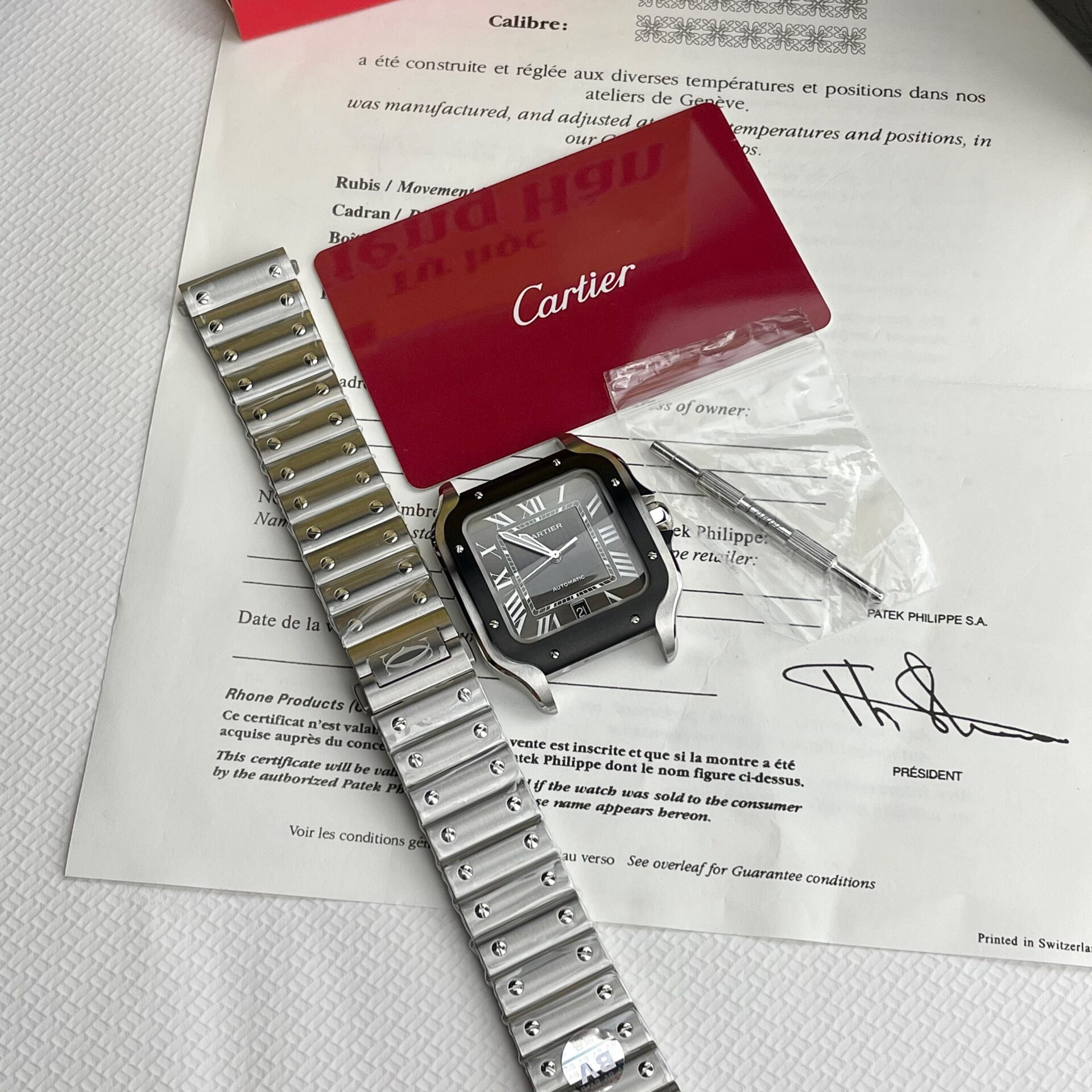 Cartier Santos WSSA0037 Replica 11 Watch Grey Dial BV Factory 39.8mm - Soul Replicas