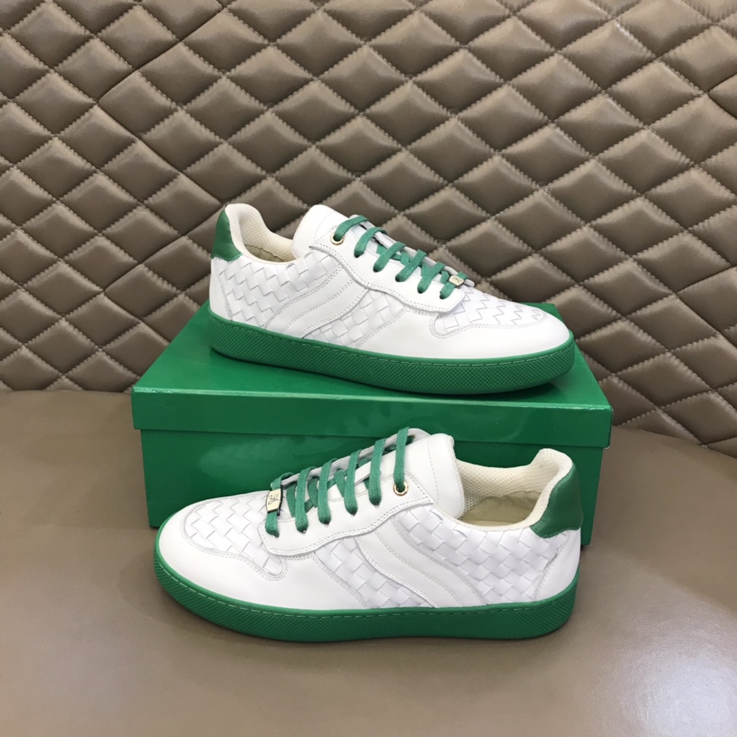 Bottega Veneta Men's With Wave Line Sneakers White And Green For Men - Soul Replicas