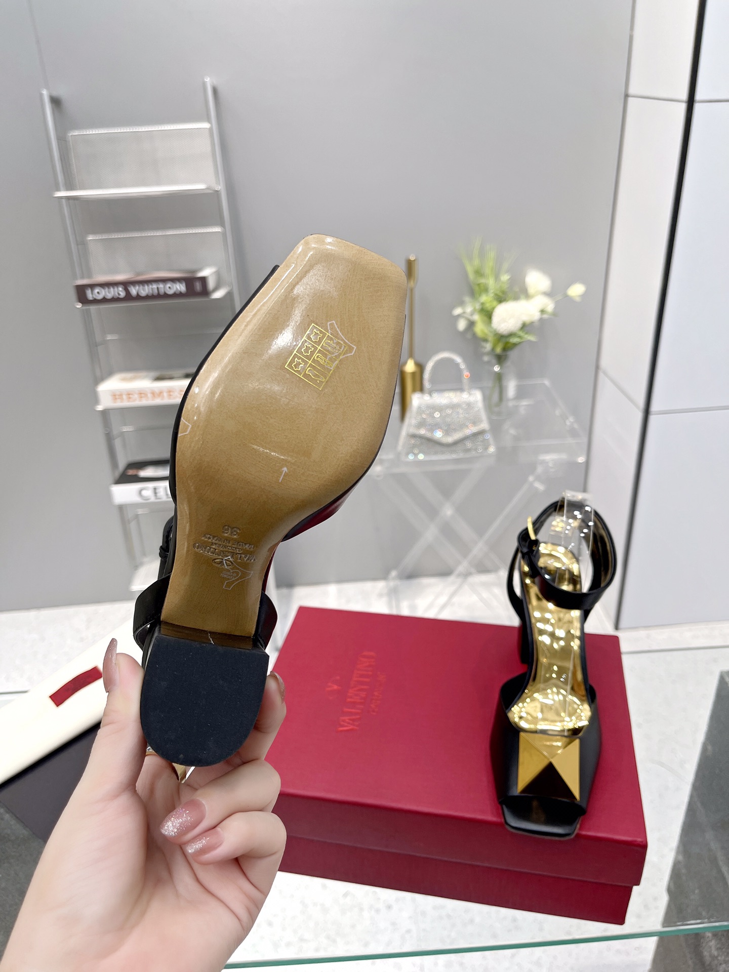 Valentino Garavani One Stud Sandal With Maxi Stud Embellishment Black For Women XW0S0EI6CYII16 - Soul Replicas