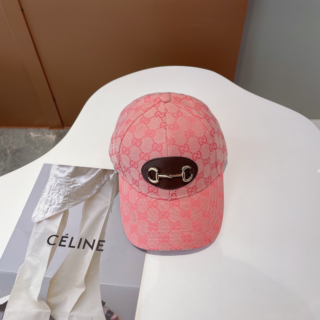 Gucci Canvas Baseball Hat With Horsebit Pink Gucci Hat - Soul Replicas