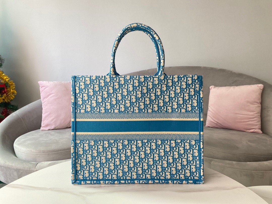 Christian Dior Large Dior Book Tote Blue. For Women. Women's Handbags 16.5in/42cm CD - Soul Replicas