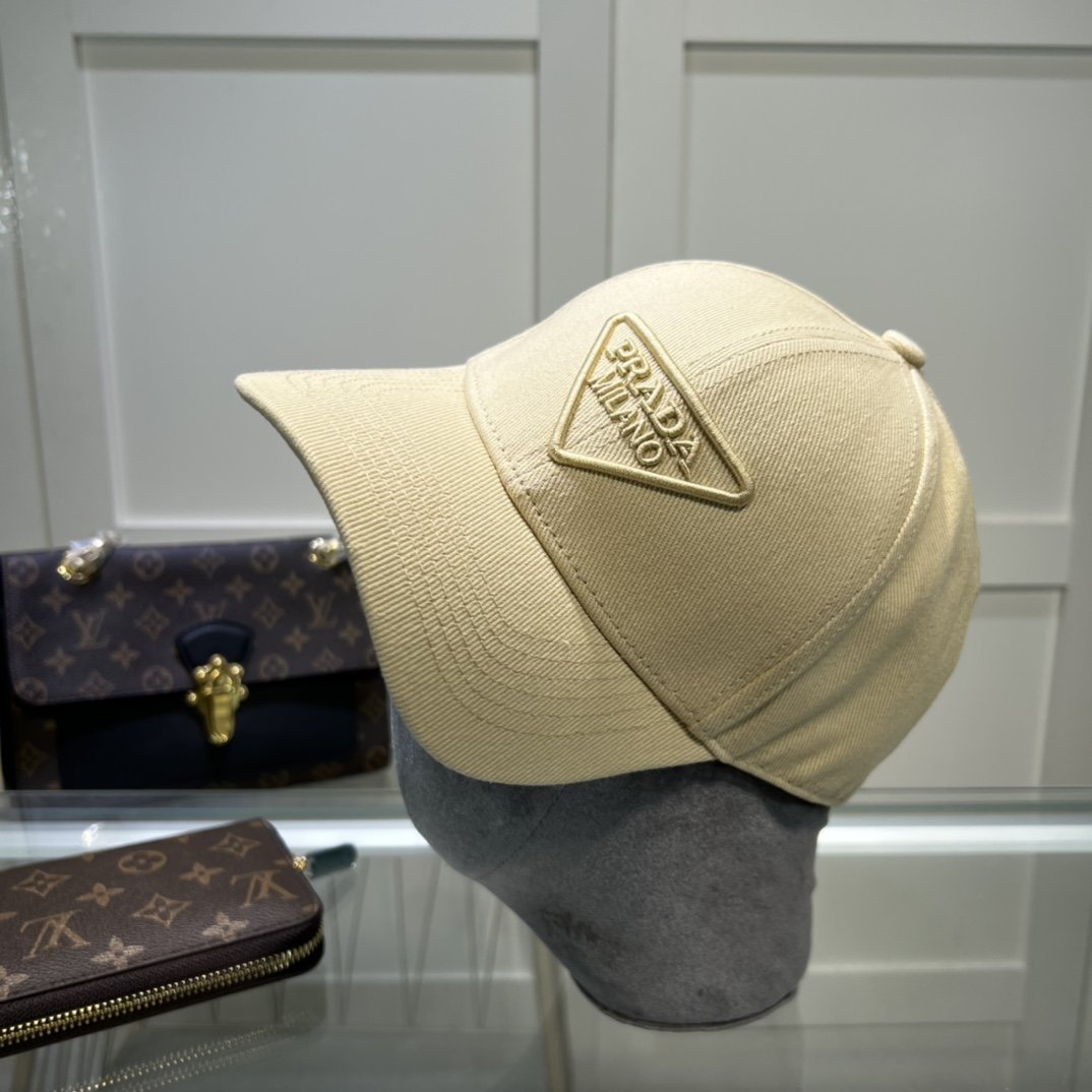 Prada Drill Baseball Cap Cream Prada Cap - Soul Replicas
