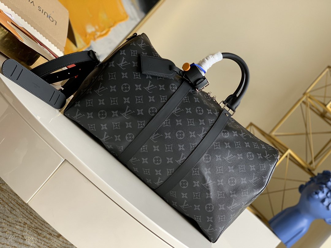 Louis Vuitton Keepall Bandouliere 45 Monogram Eclipse Canvas For Men. Men-s Bags. Travel Bags 17.7in/45cm LV M40569 - Soul Replicas