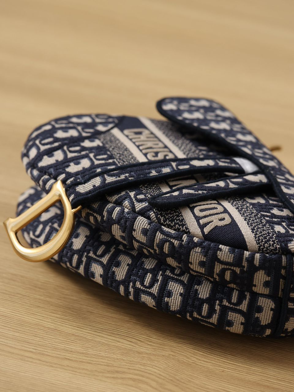 Christian Dior Logo Saddle Bag Oblique Embroidered Canvas Blue/Beige For Women 25cm/10in CD - Soul Replicas