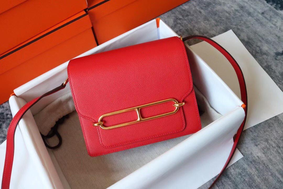 Hermes Evercolor Sac Roulis 23 Red For Women. Women-s Handbags. Shoulder Bags 9in/23cm - Soul Replicas