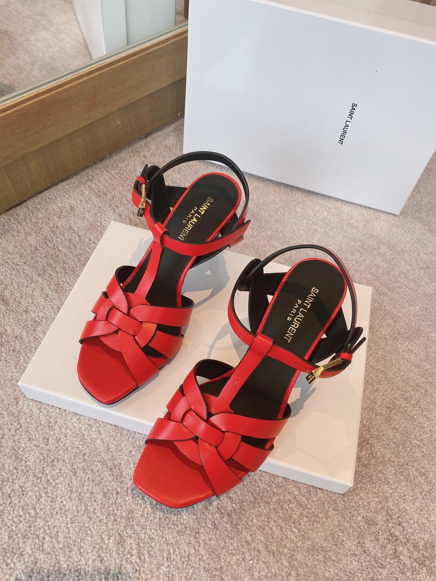 Yves Saint Laurent Women's Tribute Sandals Red For Women YSL - Soul Replicas